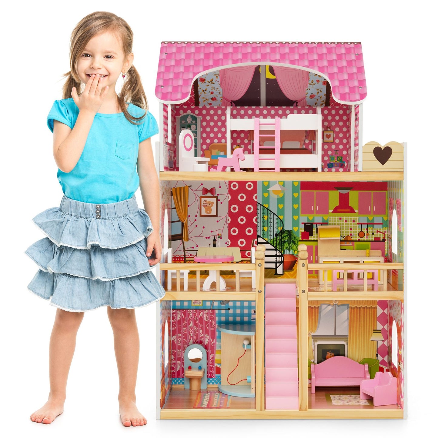 Wooden DIY Pretend House for Children over 3 Years Old