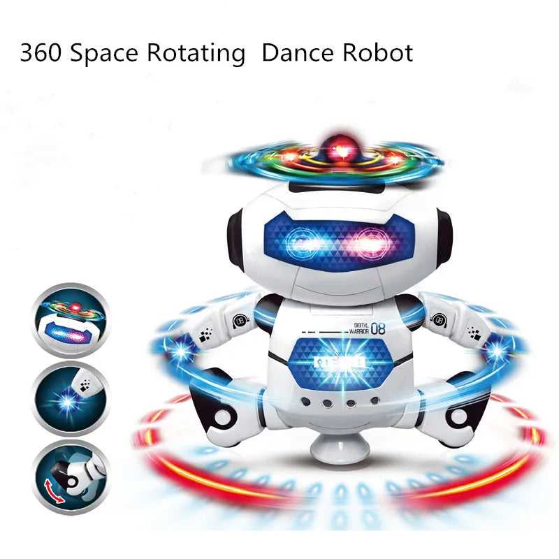 Kids Robot Rotating Dance Toys with Music LED Light Electronic Walking Toys for Boys Girls Birthday Christmas Gift