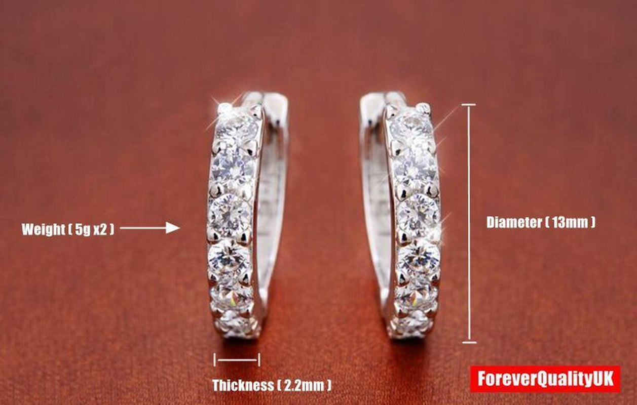 Charm Crystal 925 Sterling Silver Stud Hoop Earrings Fashion Women UK Jewelry