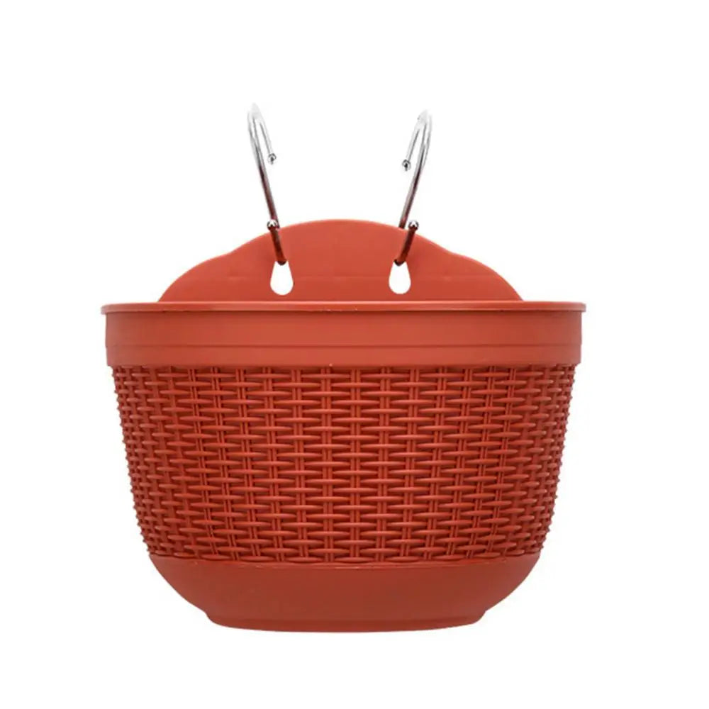 Imitation Rattan Wicker Wall Hanging Flower Pot Basket Balcony Garden Planter Garden Pots Planters Garden Decoration