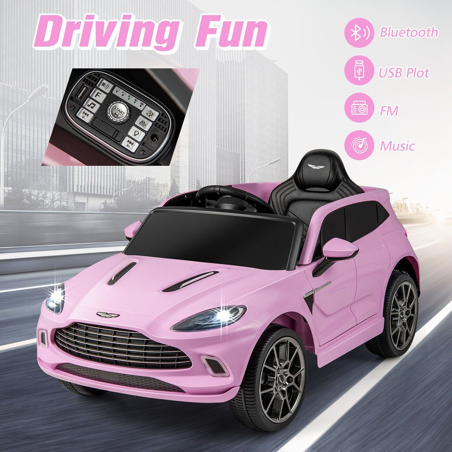 12V Licensed Aston Martin DBX Kids Ride on Car with Dual Lockable Doors