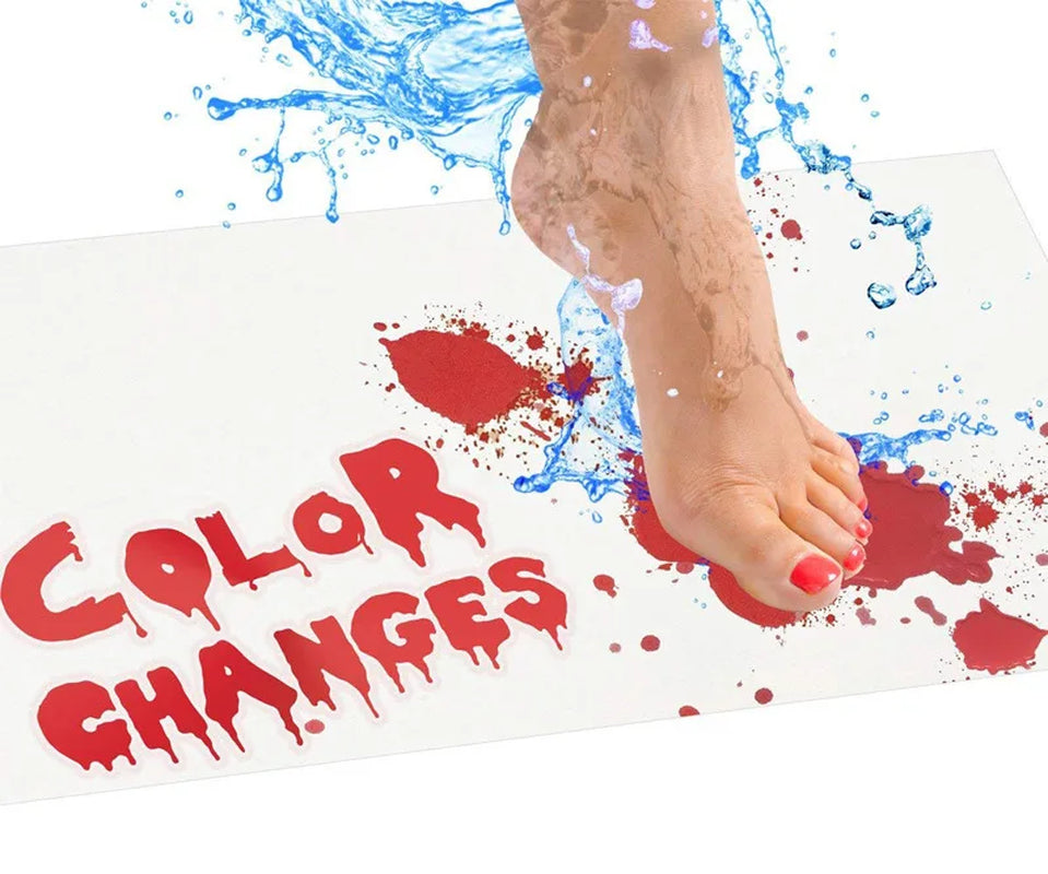 Halloween Blood Bath Mat Color Changing Sheet Turns Red Wet Make You Bleeding Footprints Shower Carpet