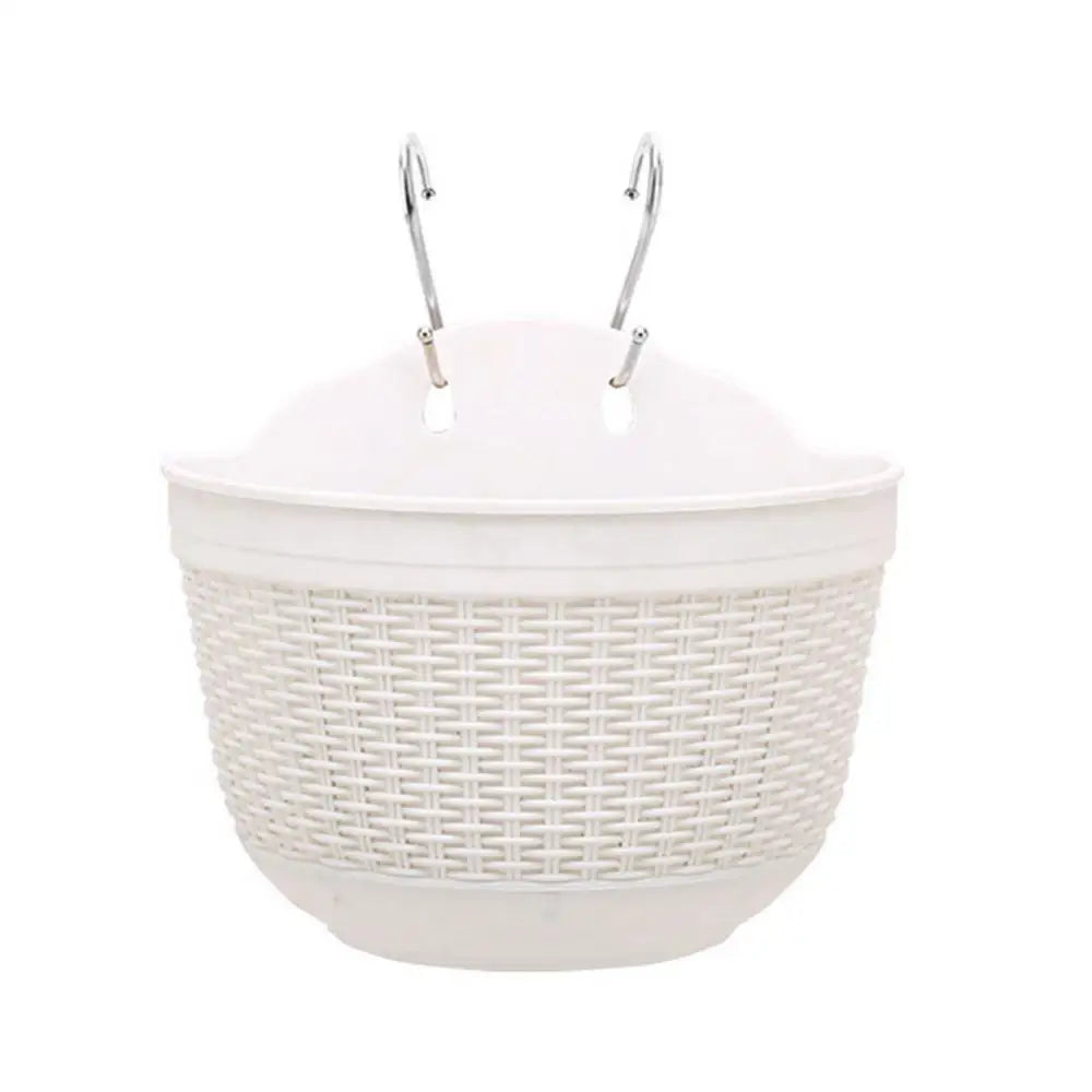 Imitation Rattan Wicker Wall Hanging Flower Pot Basket Balcony Garden Planter Garden Pots Planters Garden Decoration