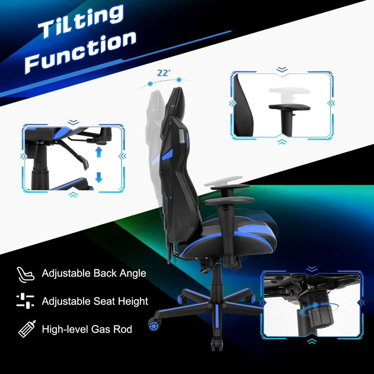 Ergonomic Gaming Chair with Tilting Function