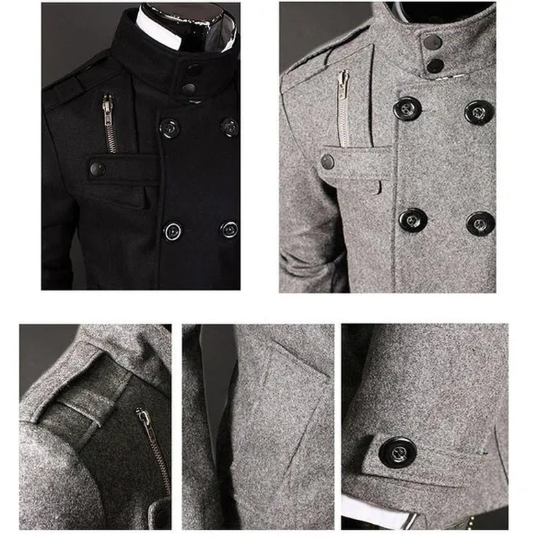 Spring Autumn Men'S Woolen Coats Casual Overcoat Fashion Wool Coat Men Windbreaker Jacket Peacoat