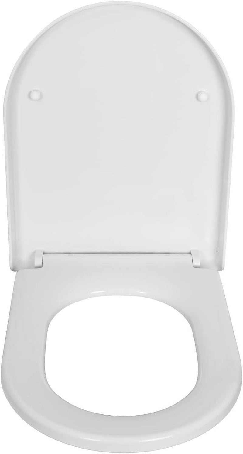 Toilet Seat Soft Close White Top D Shape Quick Release Fixing Hinges Bathroom UK