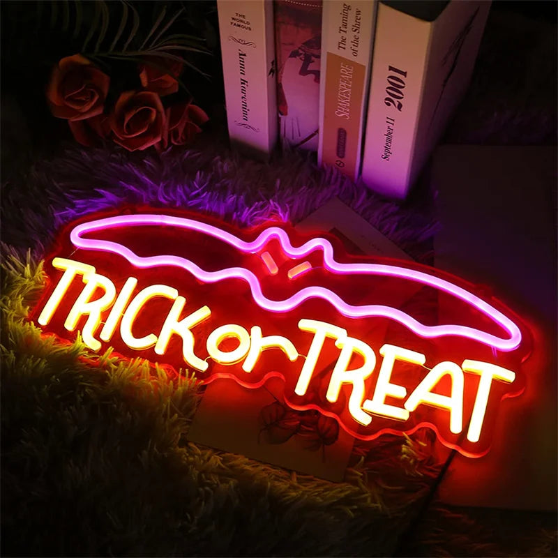 Halloween Pumbkin Neon Sign Light Table Lamp USB Halloween Pumpkin Light Wall Decor Led Signs for Halloween Party Bar Home Decor