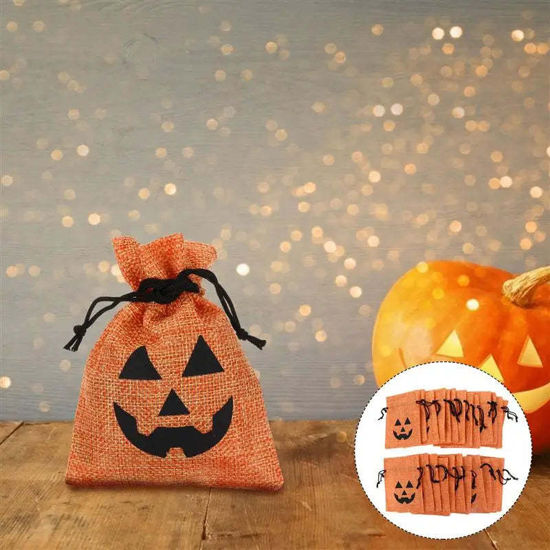 25Pcs Halloween Drawstring Bag Storage Pouch Gifts Bag Halloween Candy Bag for Halloween for Party Home Candies