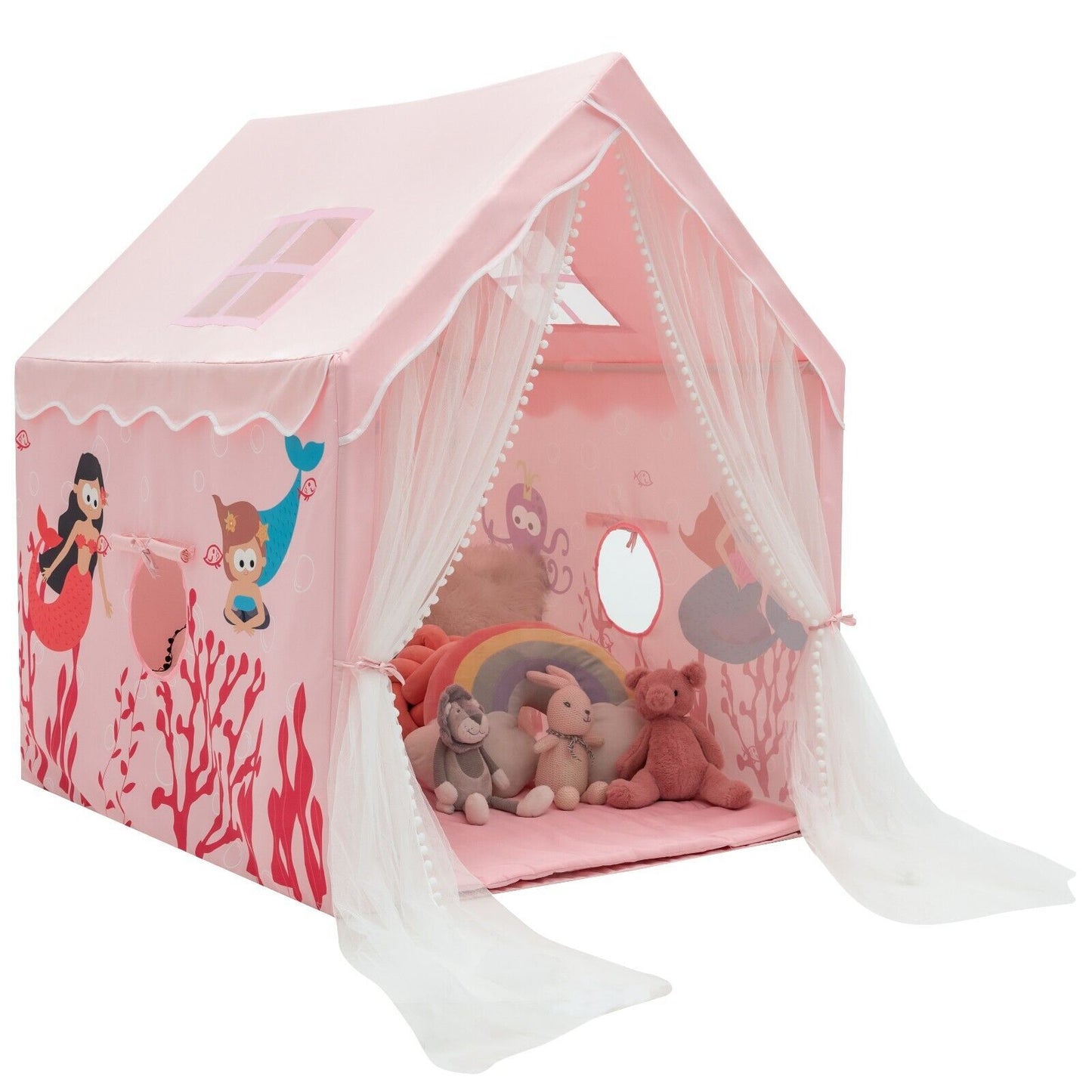 Kids Play Tent with Washable Mat and Windows