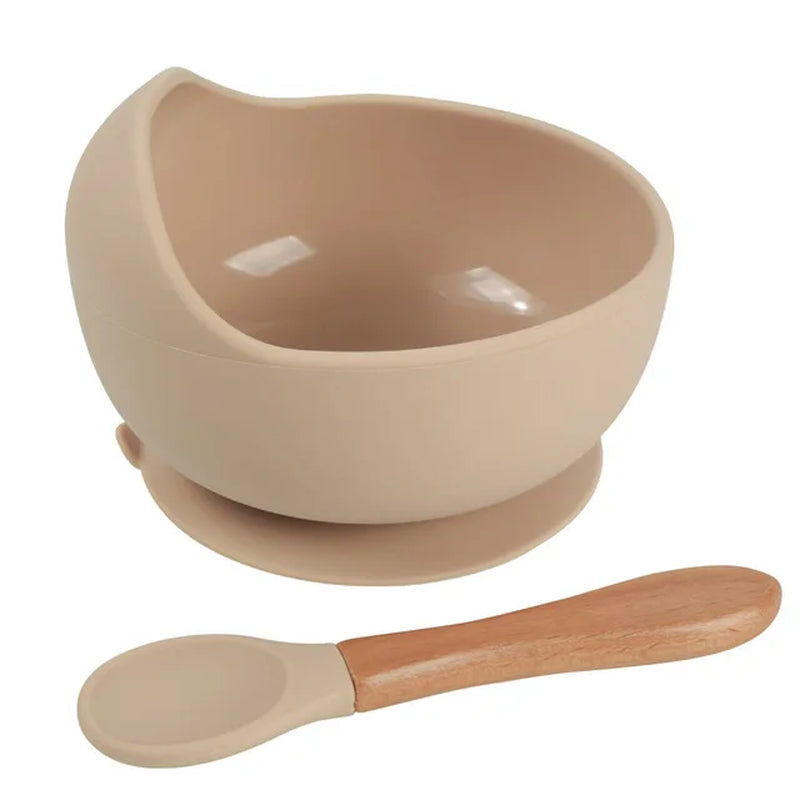 Food Grade Silicone Baby Feeding Bowl Set Solid Color Waterproof Kids Feeding Bowl with Spoon Children Tableware Dinnerware Set