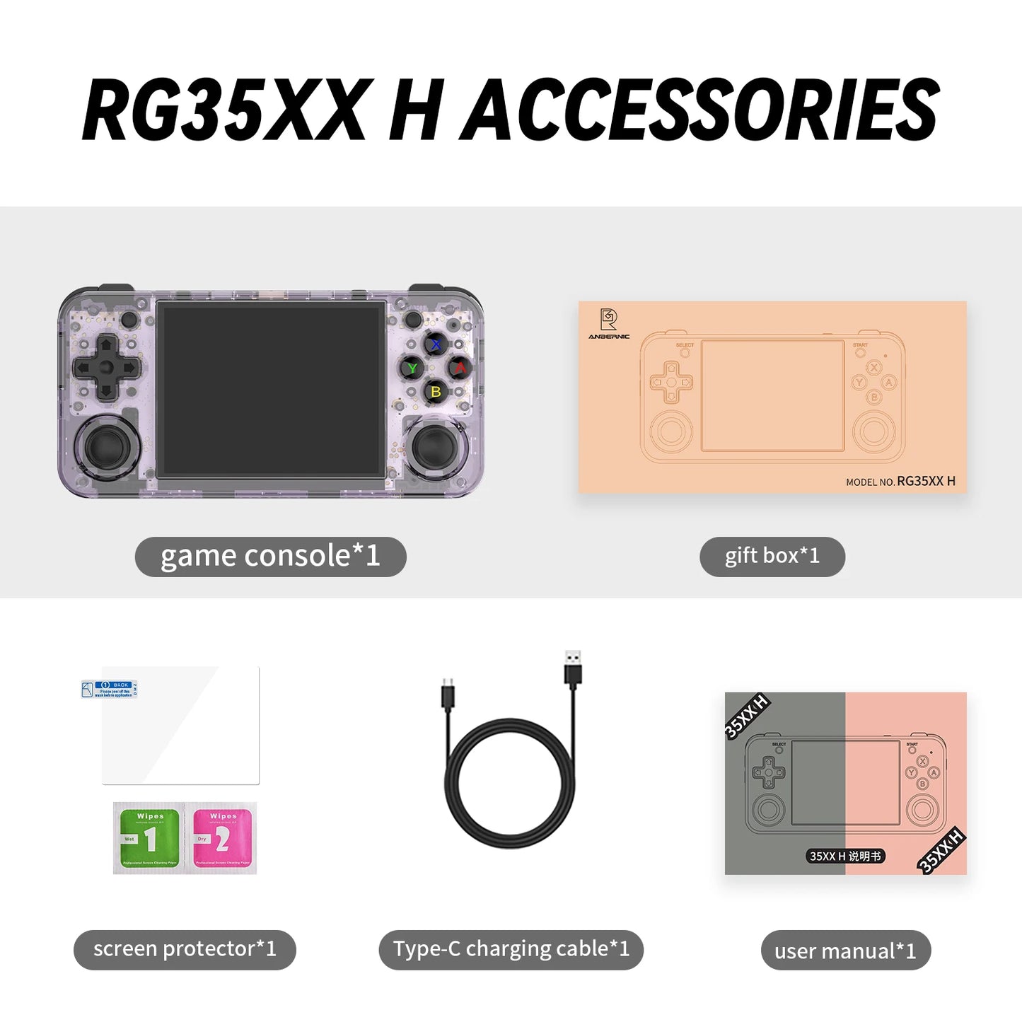 RG35XX H Handheld Game Console Linux 3.5 Inch IPS Screen H700 Retro Video Games Player 3300Mah 64G 5528 Classic Games