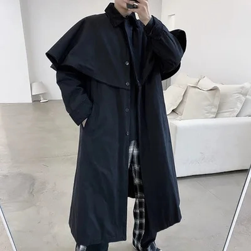 Original Designer Long-Style Trench Coat Personality Cape Fashion Show Fashion Fashion Fashion Coat Man