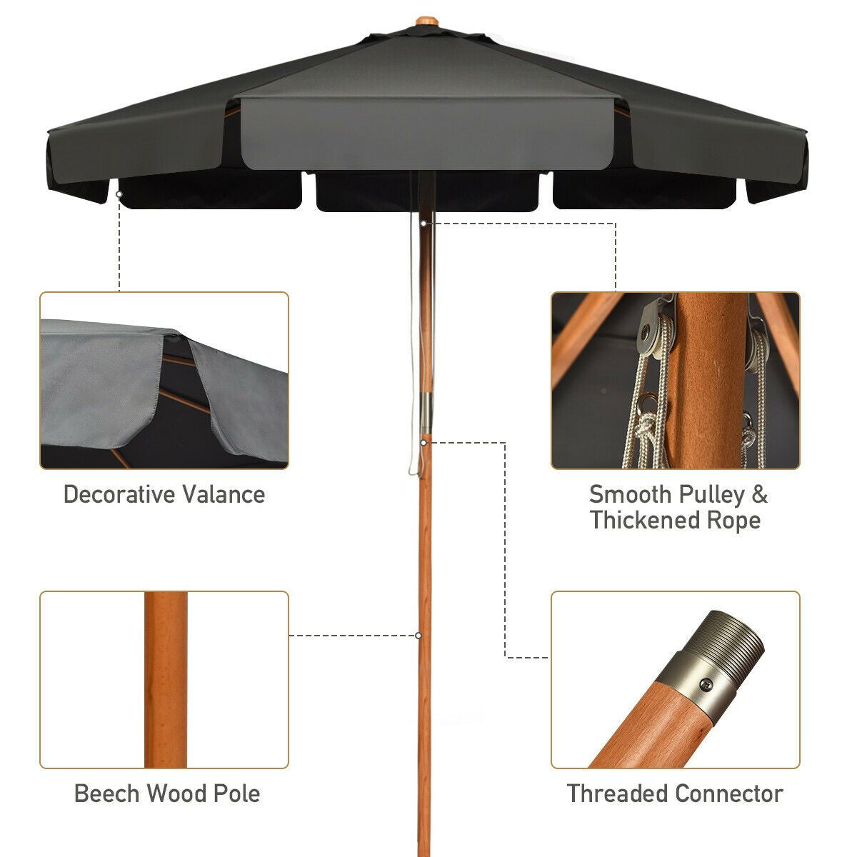 3M Garden Parasol Umbrella Garden Outdoor Sun Shade