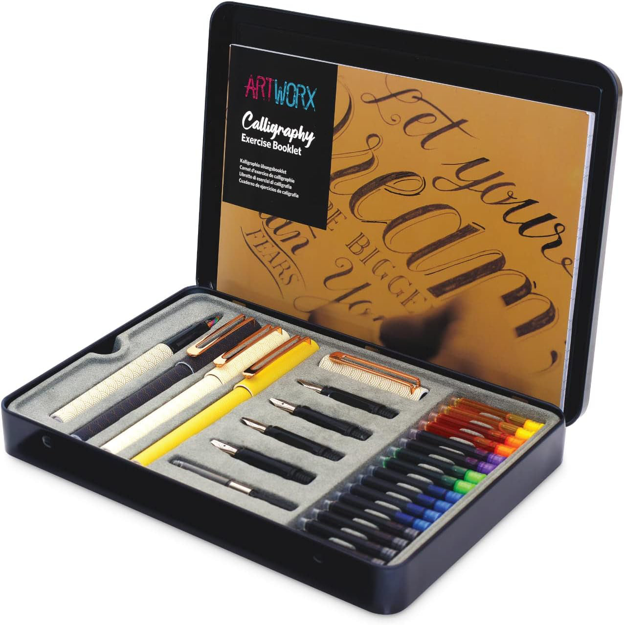 Artworx Calligraphy Pen Set - with Guide Book and Practice Paper - Caligraphy -