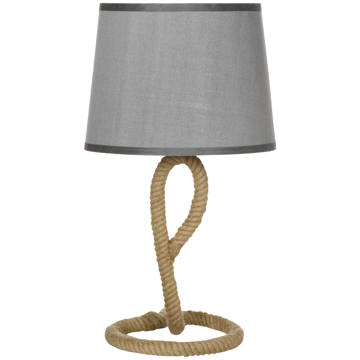 Nautical Table Lamp with Rope Base, Desk Fabric Light, Bedroom, Living Room