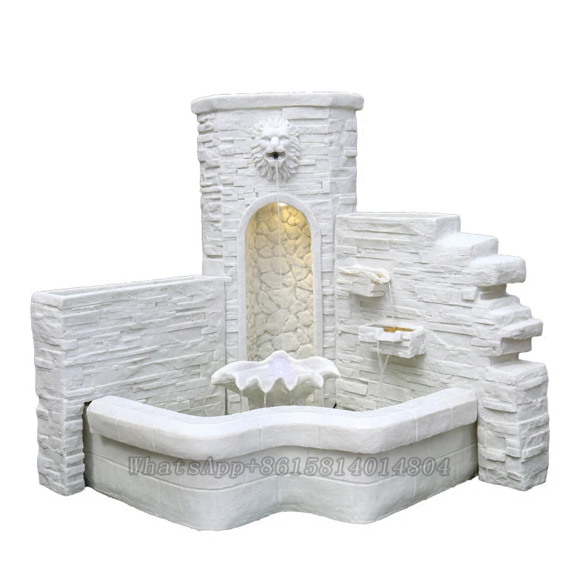 European Style Fish Pond Waterscape Fountain Lion Spray,Garden Sculpture Decoration,Large Outdoor Fountain Decoration