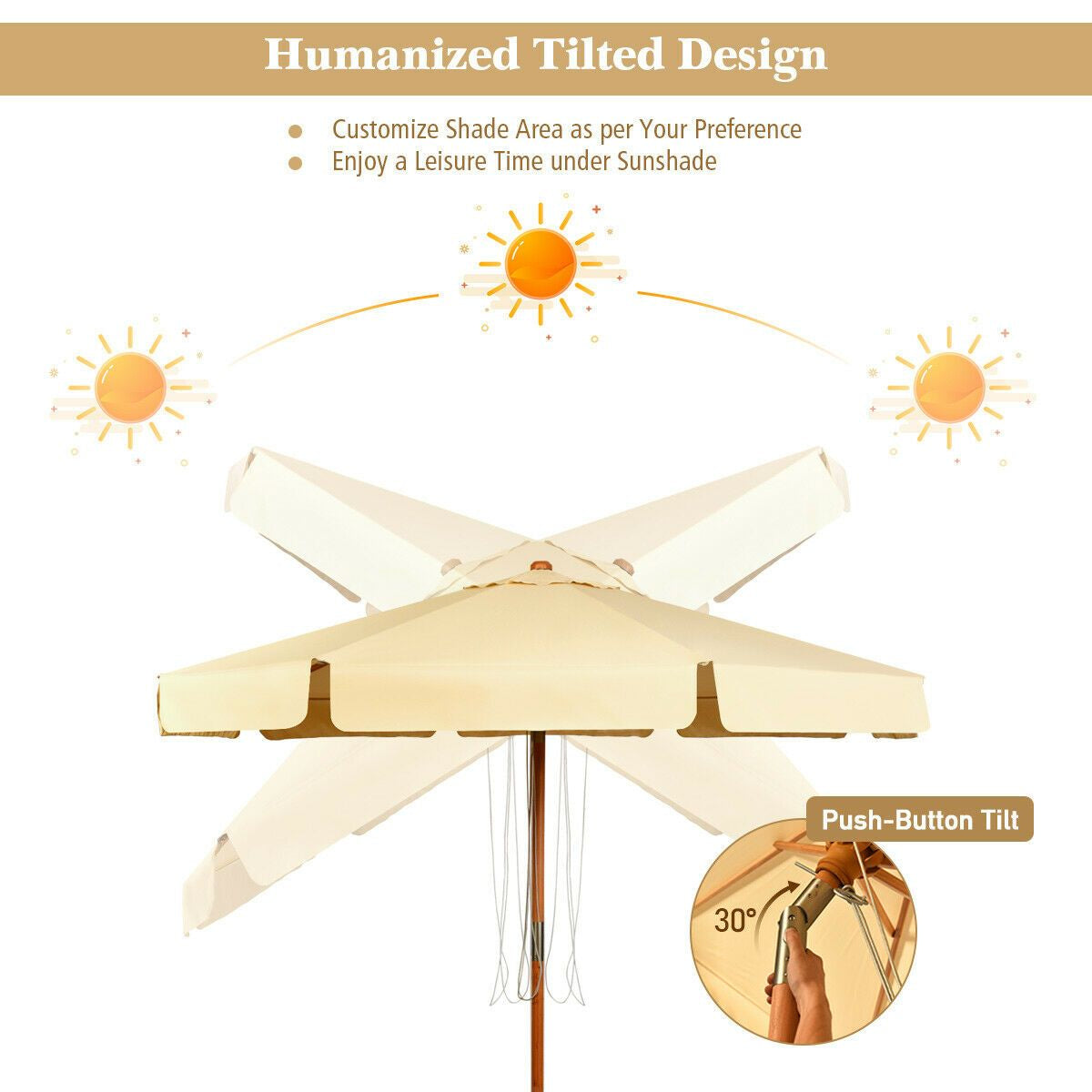 3M Garden Parasol Umbrella Garden Outdoor Sun Shade