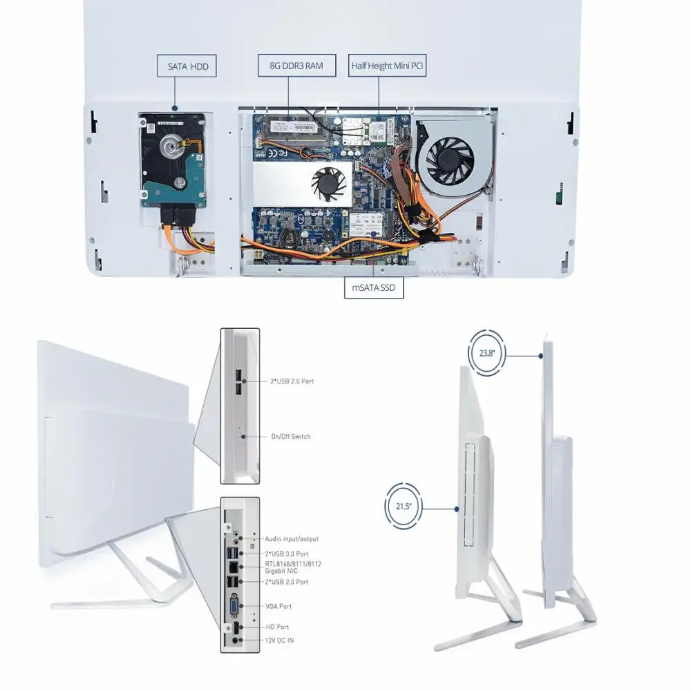 Intel I3 I5 I7 Desktop Computer White Monoblock 23.8 Inch All in One PC I7 10750H Windows 10 for Gaming Office Using