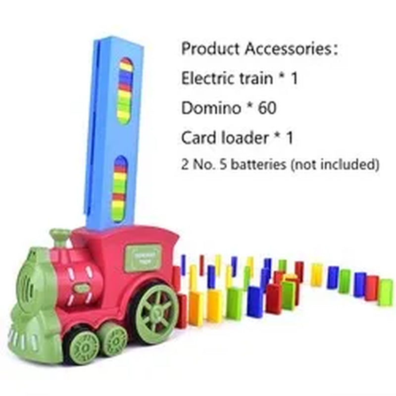 Automatic Laying Domino Train Electric Car Brick Blocks Kit Creative Game Intelligence Educational DIY Toy Kid Birthday Boy Gift