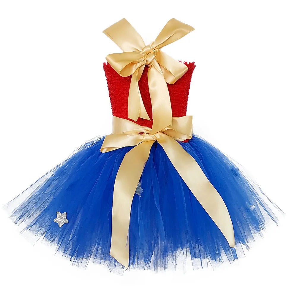 1 Set Superhero Costume Girls Tutu Dress Brave Super Girls Hero Theme Birthday Party Dresses Halloween Costume for Kids