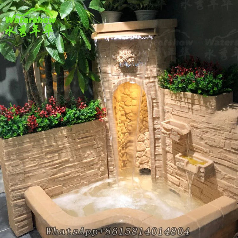 European Style Fish Pond Waterscape Fountain Lion Spray,Garden Sculpture Decoration,Large Outdoor Fountain Decoration