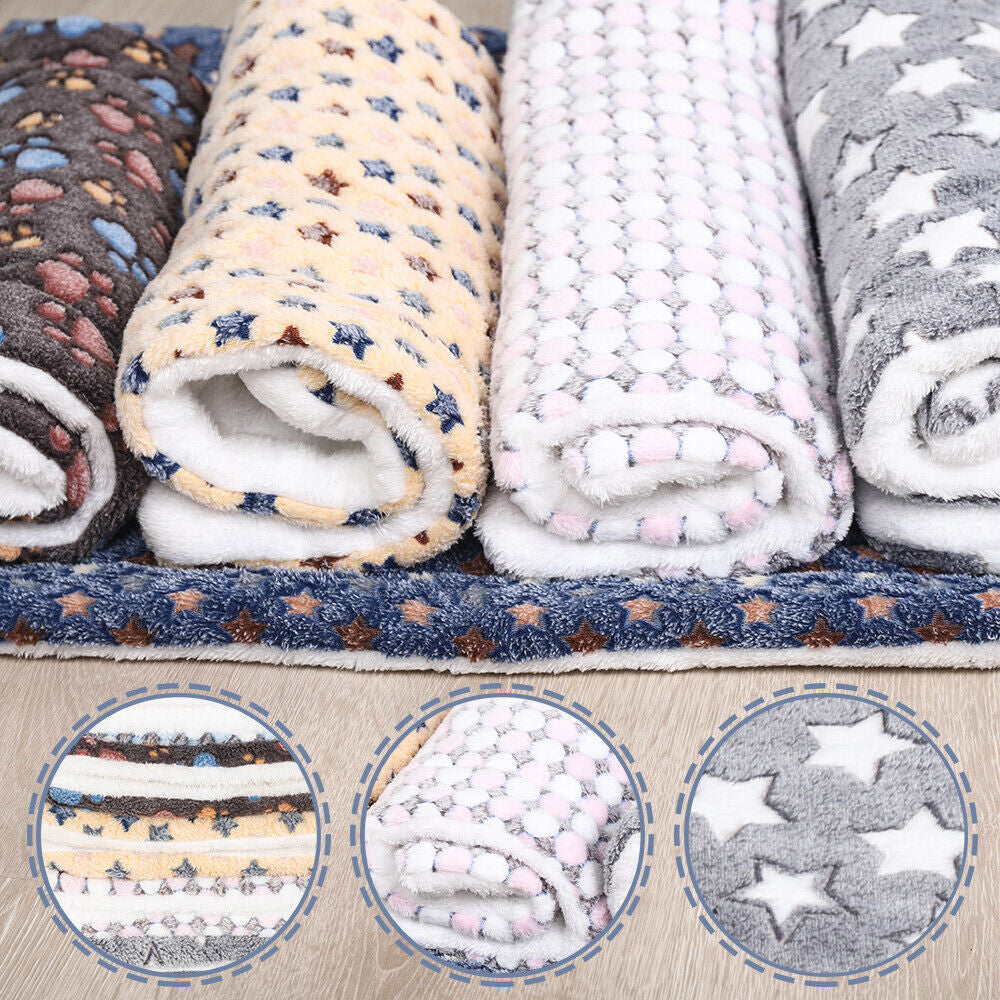 WARM PET BLANKET PAD CAT DOG BED SOFT FLEECE MAT WARM THERMAL RUG Pet Beds