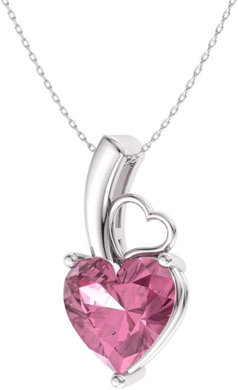 Natural and Certified Heart Cut Gemstone Solitaire Petite Necklace in 14K White Gold | 0.32 Carat Pendant with Chain