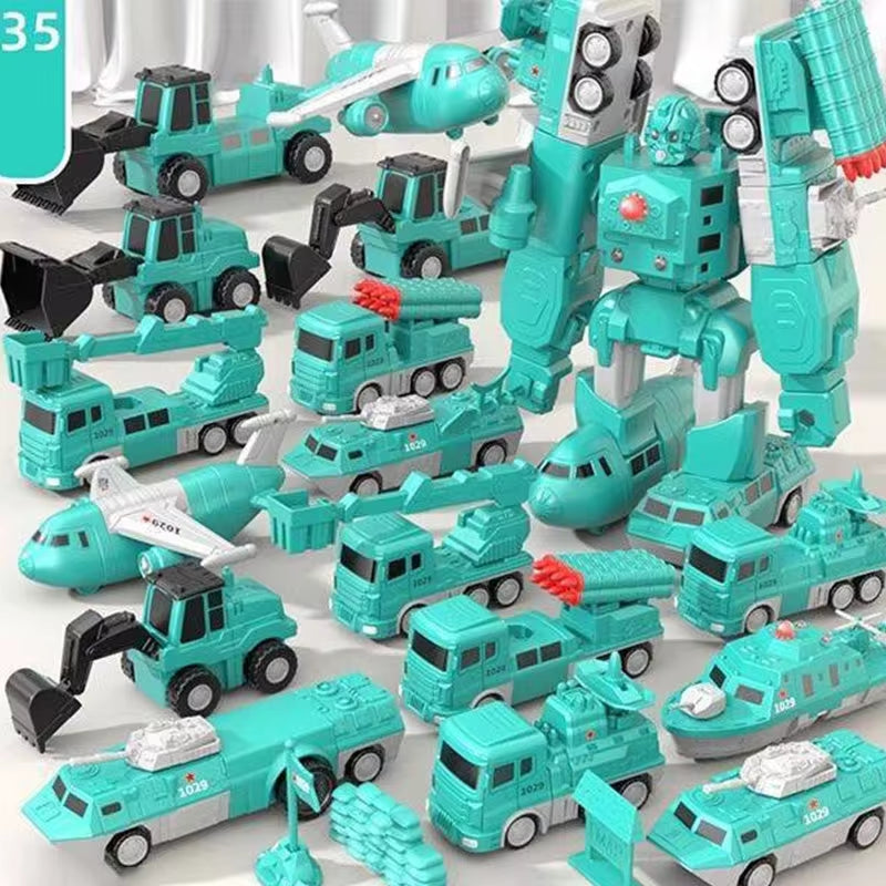 Magnetic Transform Engineering Car Assembled Toys DIY Kids Assembly Engineering Vehicle Detachable Assembly Robot Collection Toy