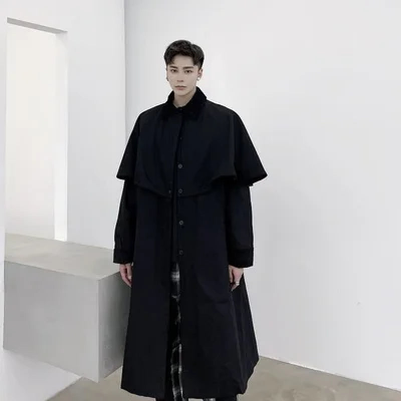 Original Designer Long-Style Trench Coat Personality Cape Fashion Show Fashion Fashion Fashion Coat Man