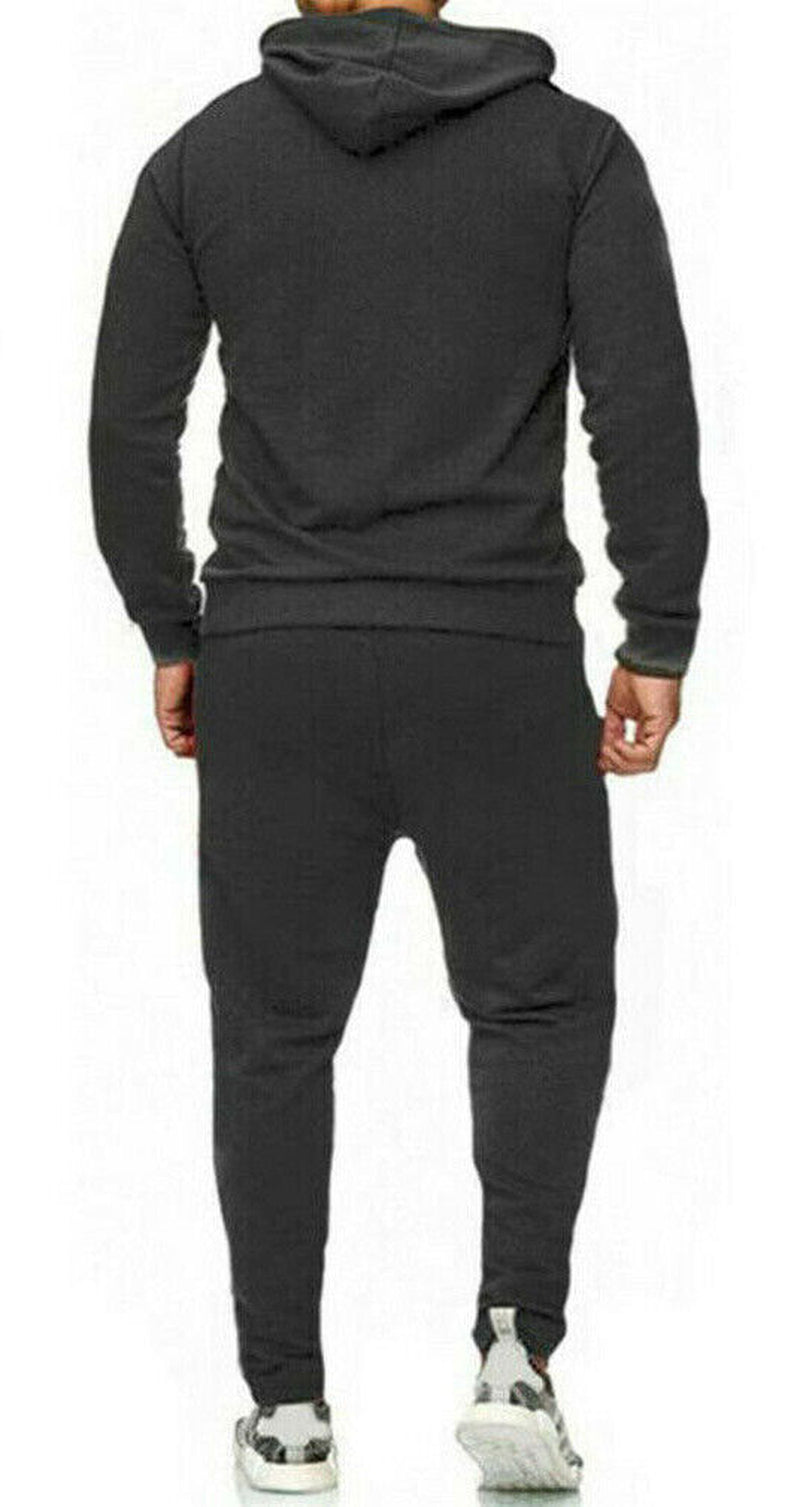 New Mens Pullover Tracksuit Hoodie Jogging Bottoms Set Stretch Sweater Jogger