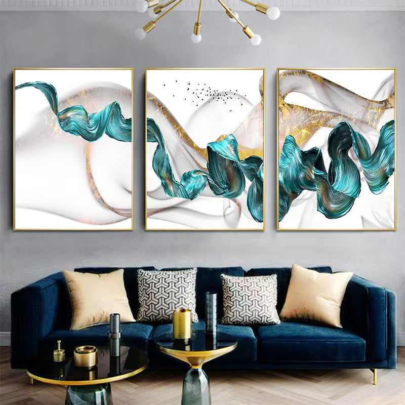 Green Drifting Flying Abstract Wall Art Pictures Canvas Paintings Poster Print Wall Art Pictures Living Room Decoration