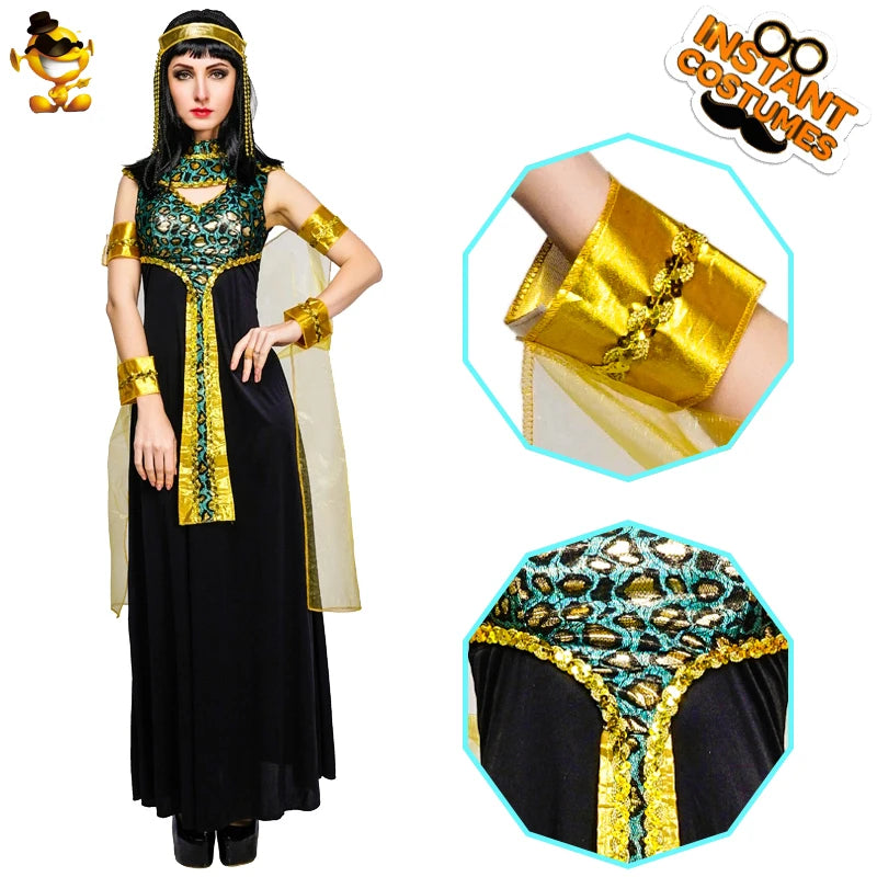 Women Ancient Egyptian Queen Costume Cosplay Halloween Costume Adult Men Egypt Pharaoh Clothes Performance Party