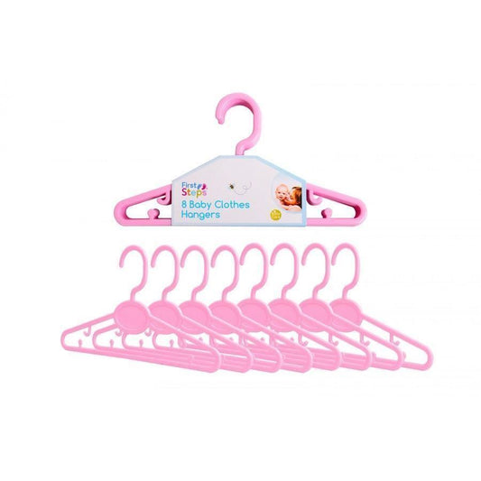 FIRST STEPS BABY CLOTHES HANGERS 8/PK PINK BABY TODDLER KIDS X3