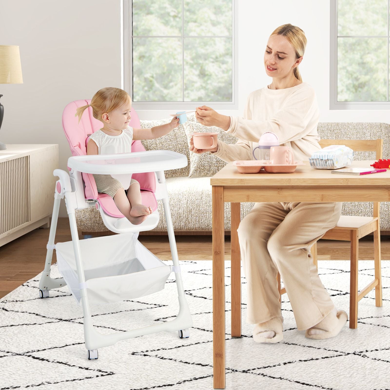 Baby Highchair with Safe, Adjustable and Folding Design