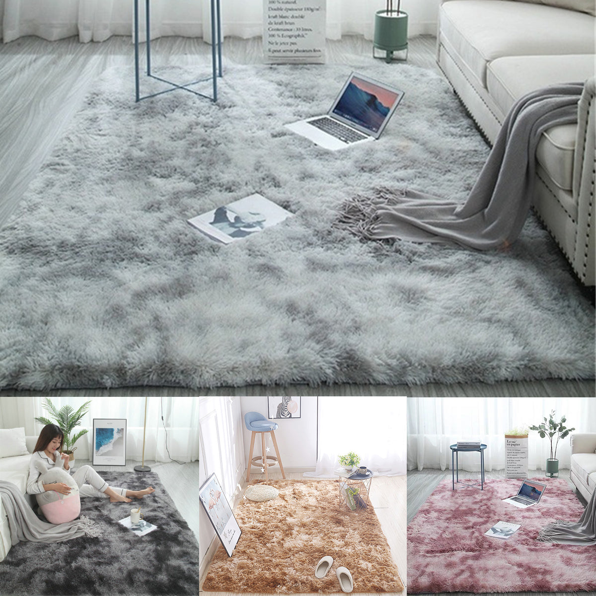 Multi-Color Polyester Flax Carpet Anti-Fouling Non-Slip Area Dirt-Resistant Soft Rug Rug