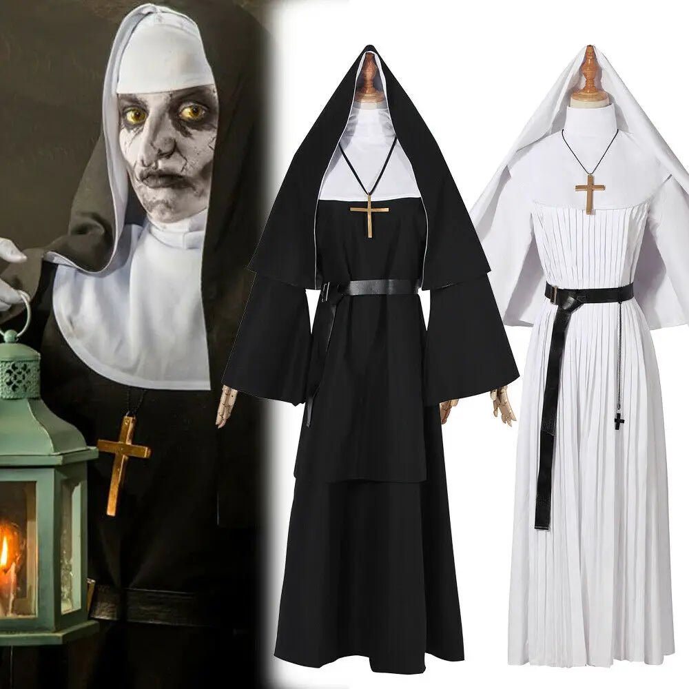 The Nun Cosplay Costume Halloween Costume for Women the Conjuring Cosplay Long Dress Adult Horror Ghost Costume