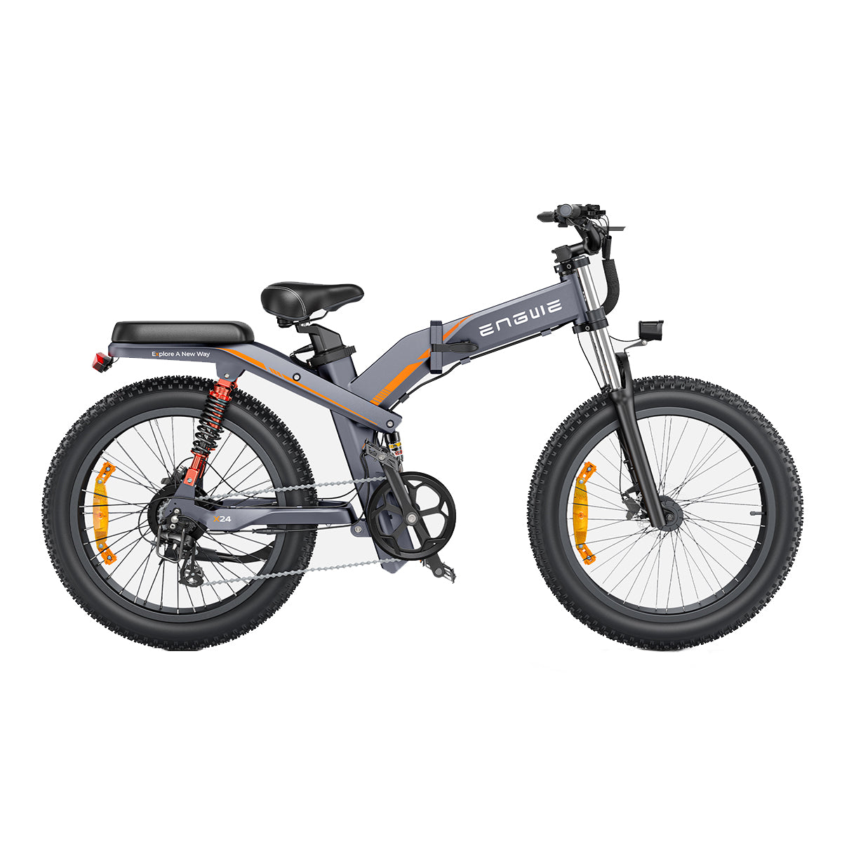 [UK DIRECT]  X24 19.2Ah+10Ah Dual Batteries 1000W Folding Electric Bike 24*4.0 Inch Fat Tire 100-150Km Mileage Range E Bike for Mountain Snowfield Road Triple Suspension System Dual Oil Disc Brake for All-Terrain Roads Mountain E-Bike