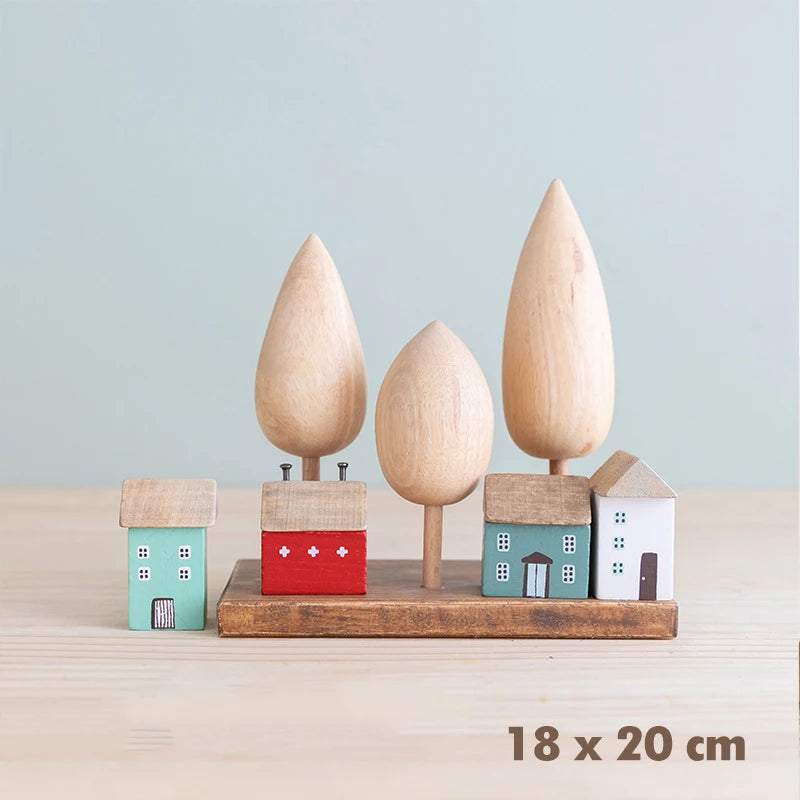 Nordic Waldorf Wooden Toys House Forest Building Blocks Ornaments Toy Montessori Educational Open Ended Wooden Toys for Children