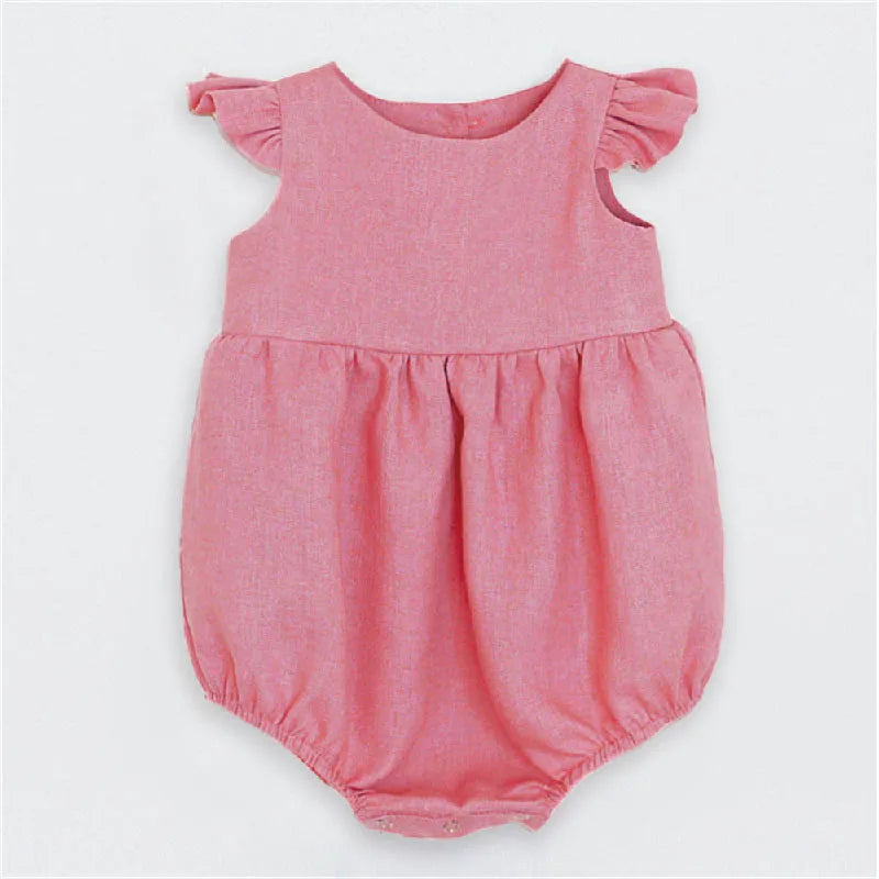 Baby Girl Clothes Summer Baby Romper Short Sleeves Linen Cotton Newborn Clothing One Piece Baby Clothes Girl Jumpsuits Fashion