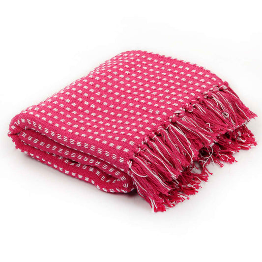 vidaXL Throw Cotton Squares 220x250 cm Pink