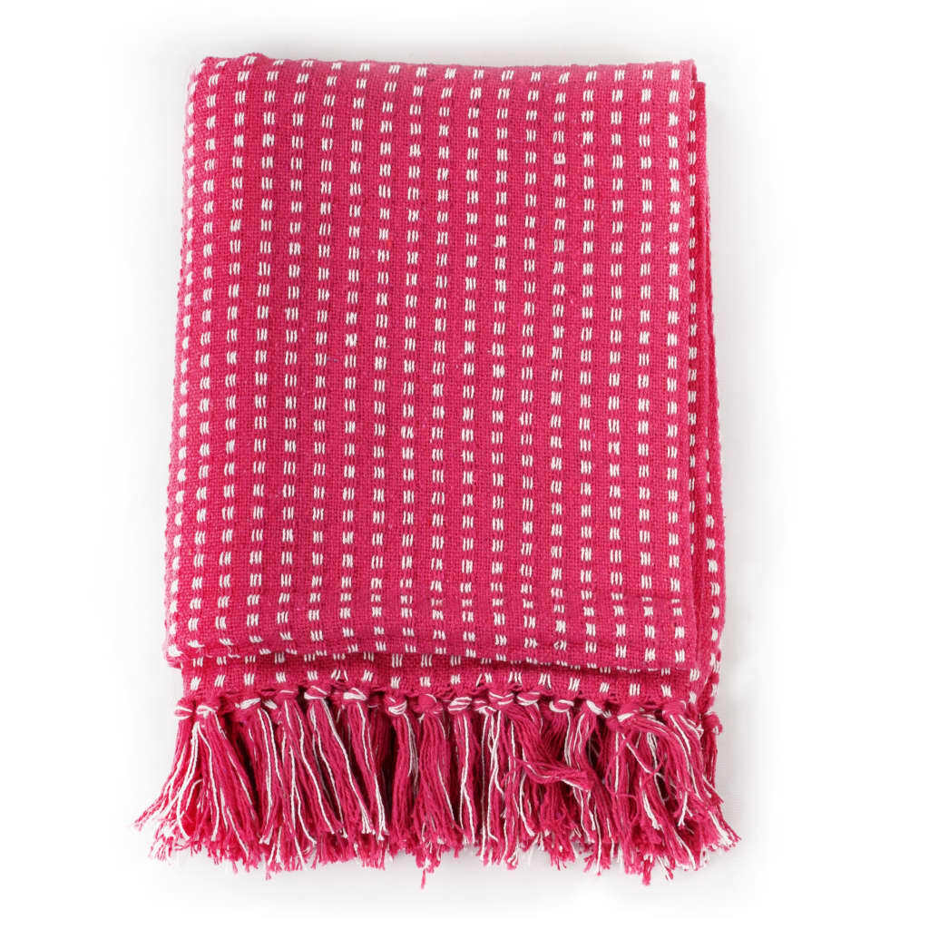 vidaXL Throw Cotton Squares 220x250 cm Pink