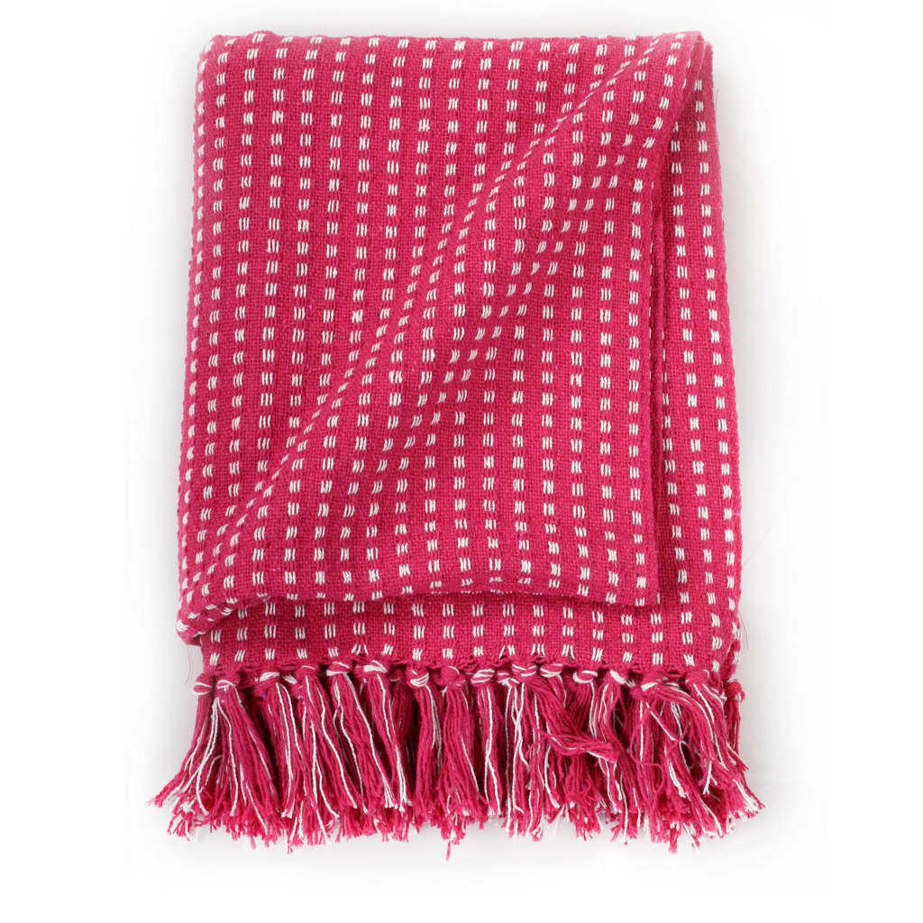 vidaXL Throw Cotton Squares 220x250 cm Pink