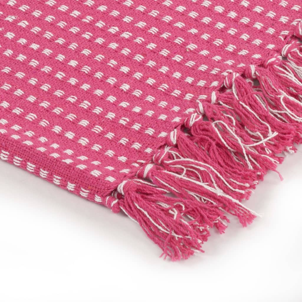 vidaXL Throw Cotton Squares 220x250 cm Pink