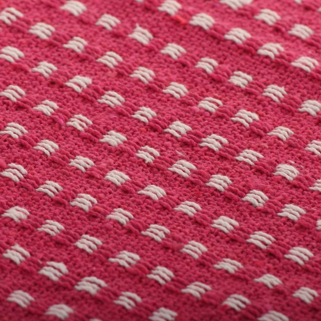 vidaXL Throw Cotton Squares 220x250 cm Pink