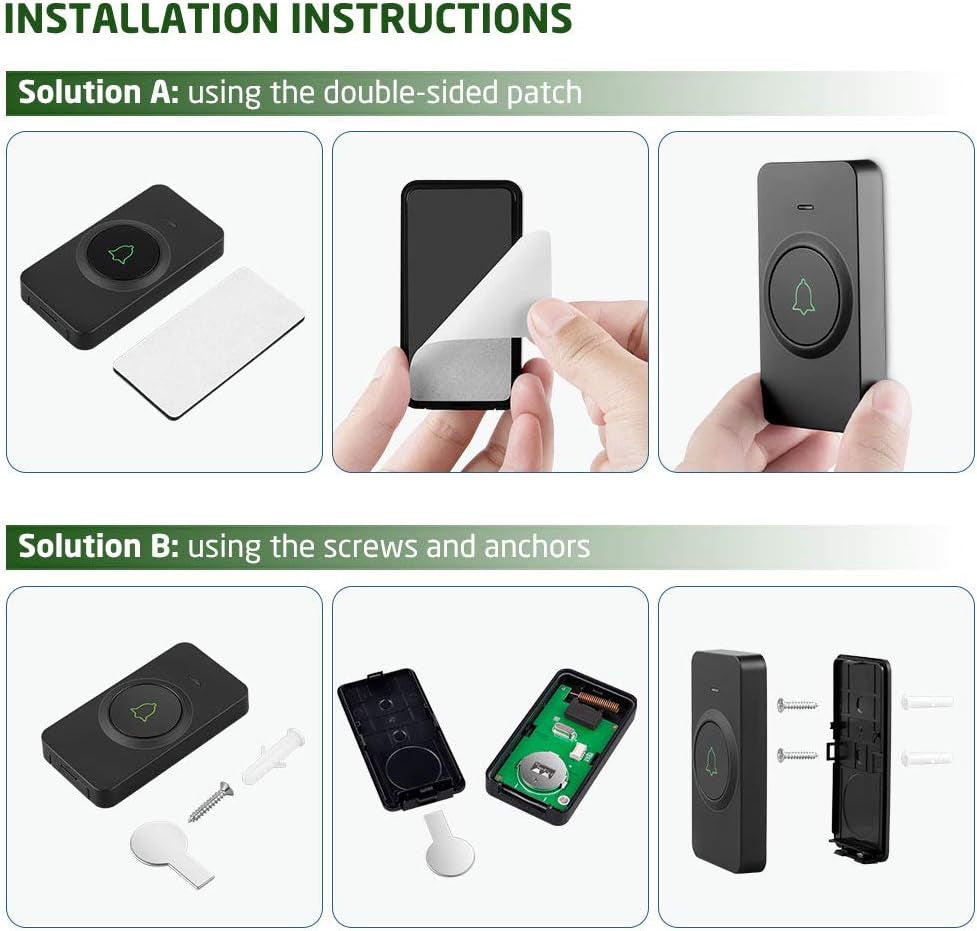 Wireless Doorbells, AVANTEK 1000 Feet Doorbell, Mini IP55 Waterproof Door Chime,