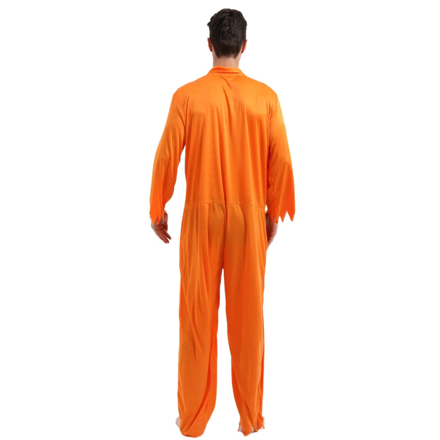 Adult Zombie Prisoner Costume Men Bloody Dead Convict Scary Halloween Costume Yellow Jumpsuit Fancy Dress Outfit