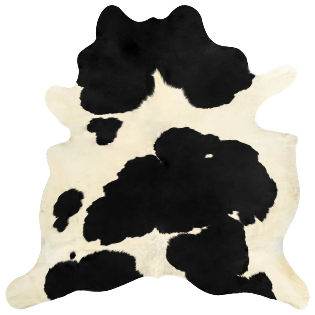 vidaXL Real Cow Hide Rug Black and White 150x170 cm