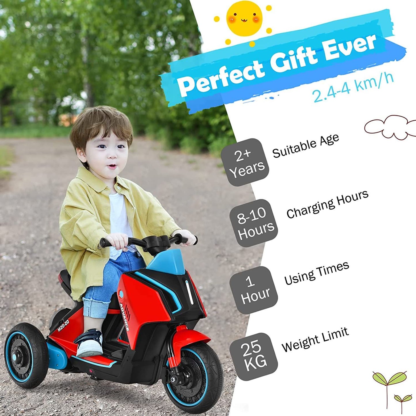 3 Wheels Kids Electric Motorbike with Music