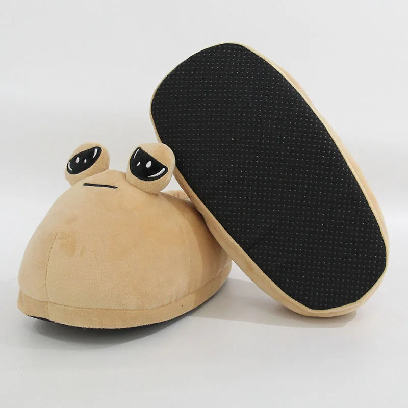 The Maw Pou Cotton Slipper Anime Plush Slippers Kawaii Cartoon Soft Stuffed Fluffy Thick Non-Slip Shoes Alien Pou Doll Home Indo