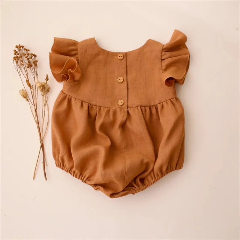 Baby Girl Clothes Summer Baby Romper Short Sleeves Linen Cotton Newborn Clothing One Piece Baby Clothes Girl Jumpsuits Fashion